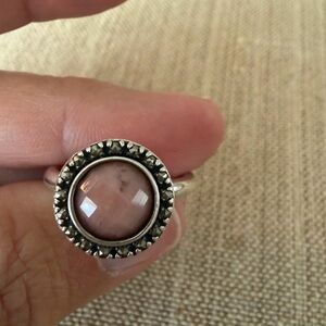 Pandora Silver Ring with Pink Stone Size 9